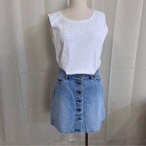 Karen Scott White Studded Tank Top